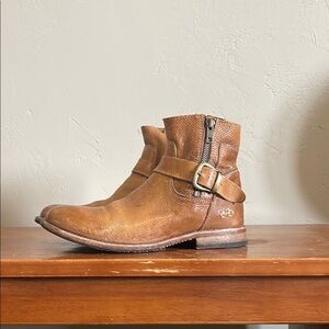BED|STU Brown Distressed Ankle Booties with Buckle